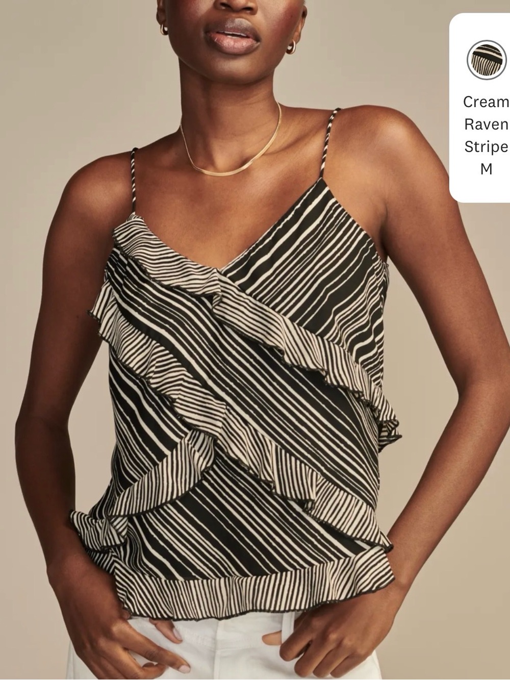 Lucky Brand  Print Mix Ruffle Cami